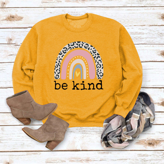 Be Kind Rainbow Print Casual Sweater